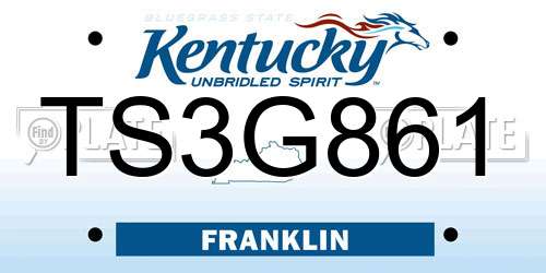 TS3G861 Kentucky License Plate