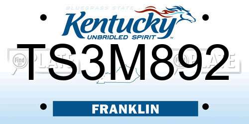 TS3M892 Kentucky License Plate