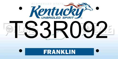 TS3R092 Kentucky License Plate