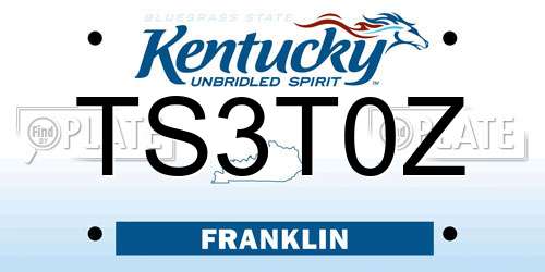 TS3T0Z Kentucky License Plate