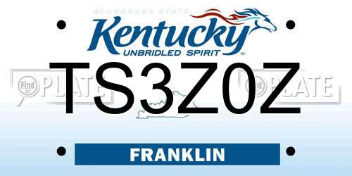 TS3Z0Z Kentucky License Plate
