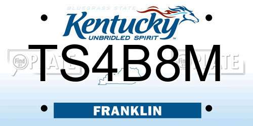 TS4B8M Kentucky License Plate