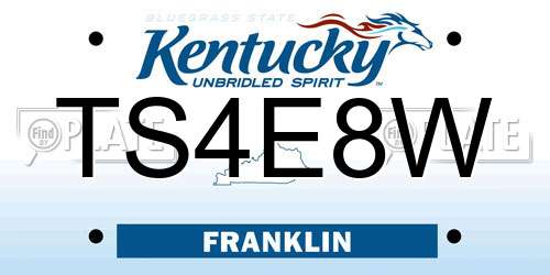 TS4E8W Kentucky License Plate