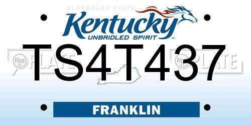 TS4T437 Kentucky License Plate