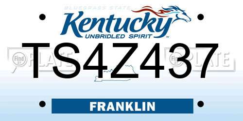 TS4Z437 Kentucky License Plate