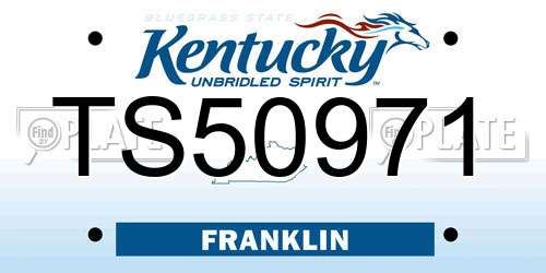 TS50971 Kentucky License Plate