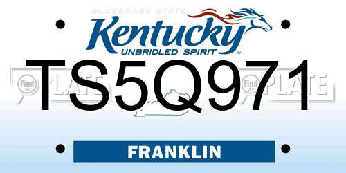 TS5Q971 Kentucky License Plate