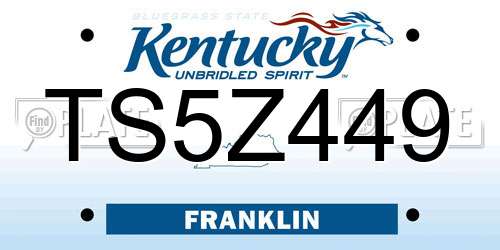 TS5Z449 Kentucky License Plate