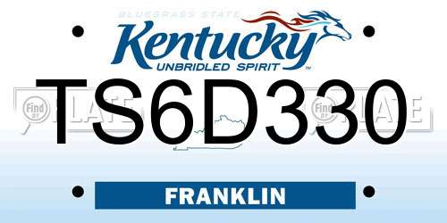 TS6D330 Kentucky License Plate