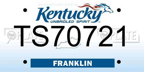 TS70721 Kentucky License Plate