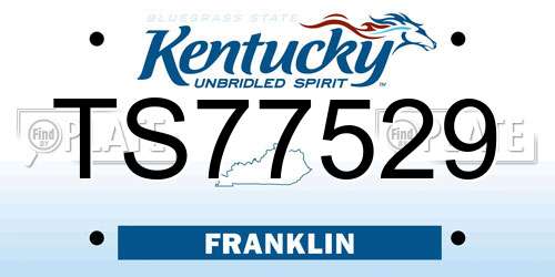 TS77529 Kentucky License Plate