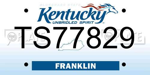 TS77829 Kentucky License Plate