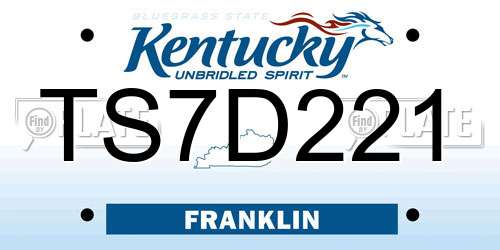TS7D221 Kentucky License Plate