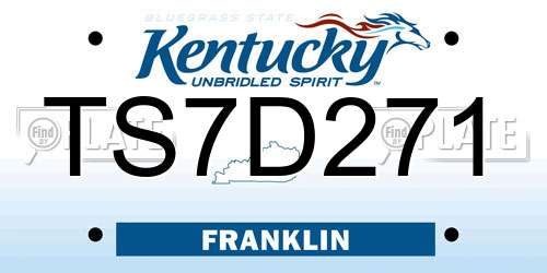 TS7D271 Kentucky License Plate