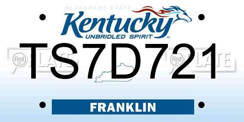 TS7D721 Kentucky License Plate