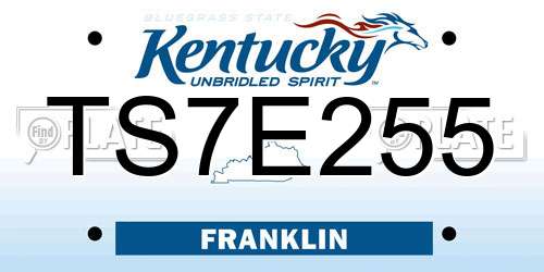 TS7E255 Kentucky License Plate
