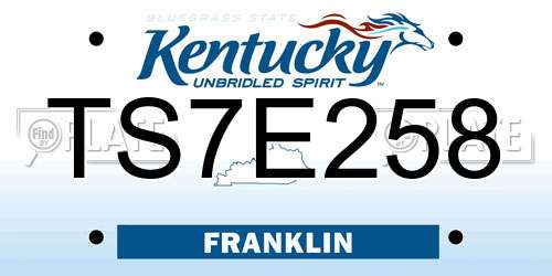 TS7E258 Kentucky License Plate