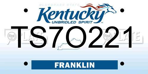 TS7O221 Kentucky License Plate