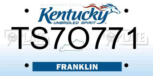 TS7O771 Kentucky License Plate