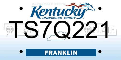 TS7Q221 Kentucky License Plate