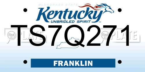TS7Q271 Kentucky License Plate