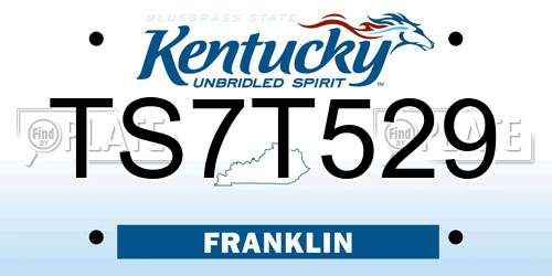 TS7T529 Kentucky License Plate