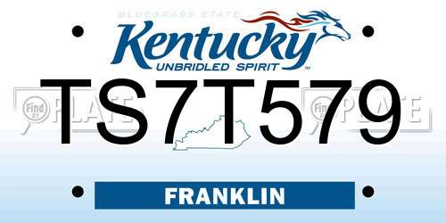 TS7T579 Kentucky License Plate