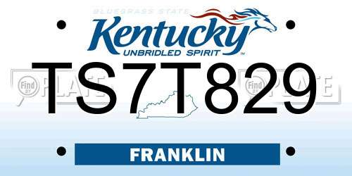TS7T829 Kentucky License Plate