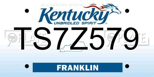 TS7Z579 Kentucky License Plate