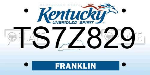 TS7Z829 Kentucky License Plate