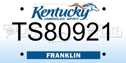 TS80921 Kentucky License Plate