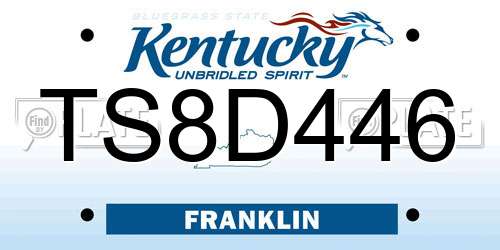 TS8D446 Kentucky License Plate