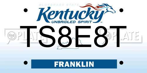 TS8E8T Kentucky License Plate