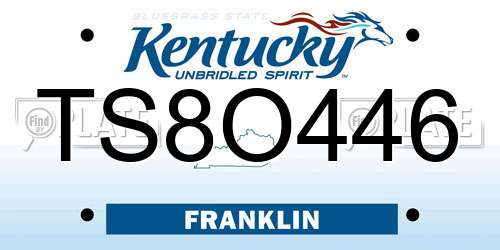 TS8O446 Kentucky License Plate
