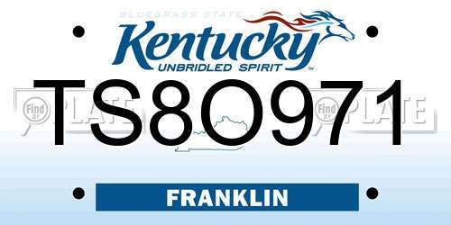 TS8O971 Kentucky License Plate