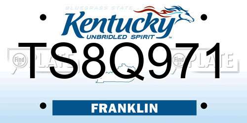 TS8Q971 Kentucky License Plate