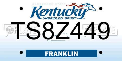 TS8Z449 Kentucky License Plate
