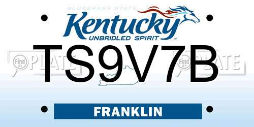 TS9V7B Kentucky License Plate