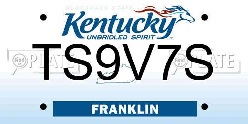 TS9V7S Kentucky License Plate