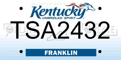 TSA2432 Kentucky License Plate