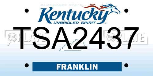 TSA2437 Kentucky License Plate