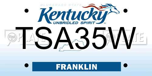 TSA35W Kentucky License Plate