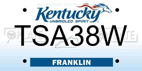 TSA38W Kentucky License Plate