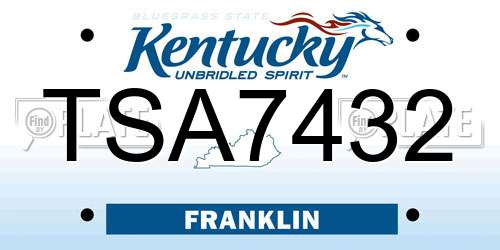 TSA7432 Kentucky License Plate