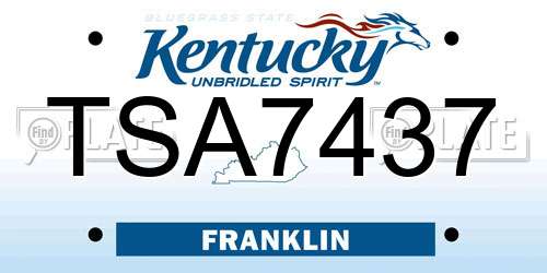TSA7437 Kentucky License Plate