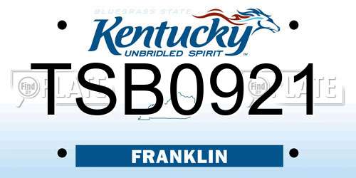 TSB0921 Kentucky License Plate
