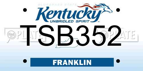TSB352 Kentucky License Plate