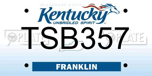 TSB357 Kentucky License Plate