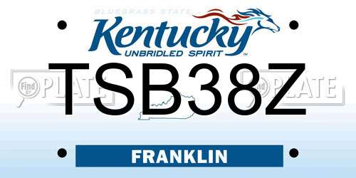 TSB38Z Kentucky License Plate