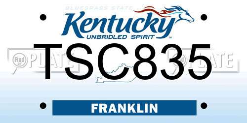 TSC835 Kentucky License Plate